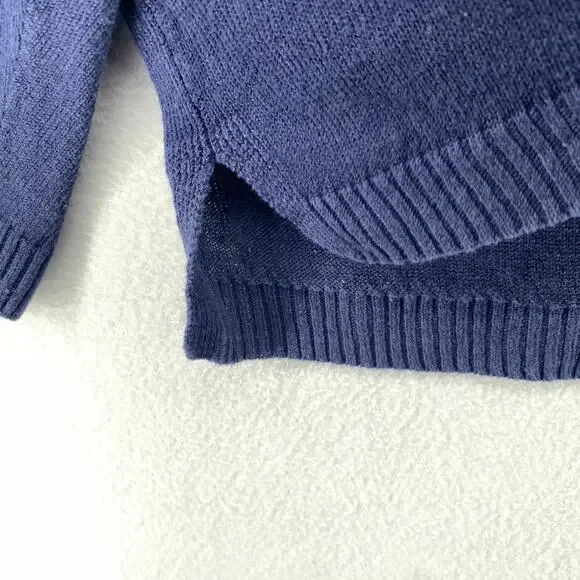 EILEEN FISHER Sweater XL Organic Linen Boxy V-Neck Pullover Jumper Blue - Picture 7 of 11